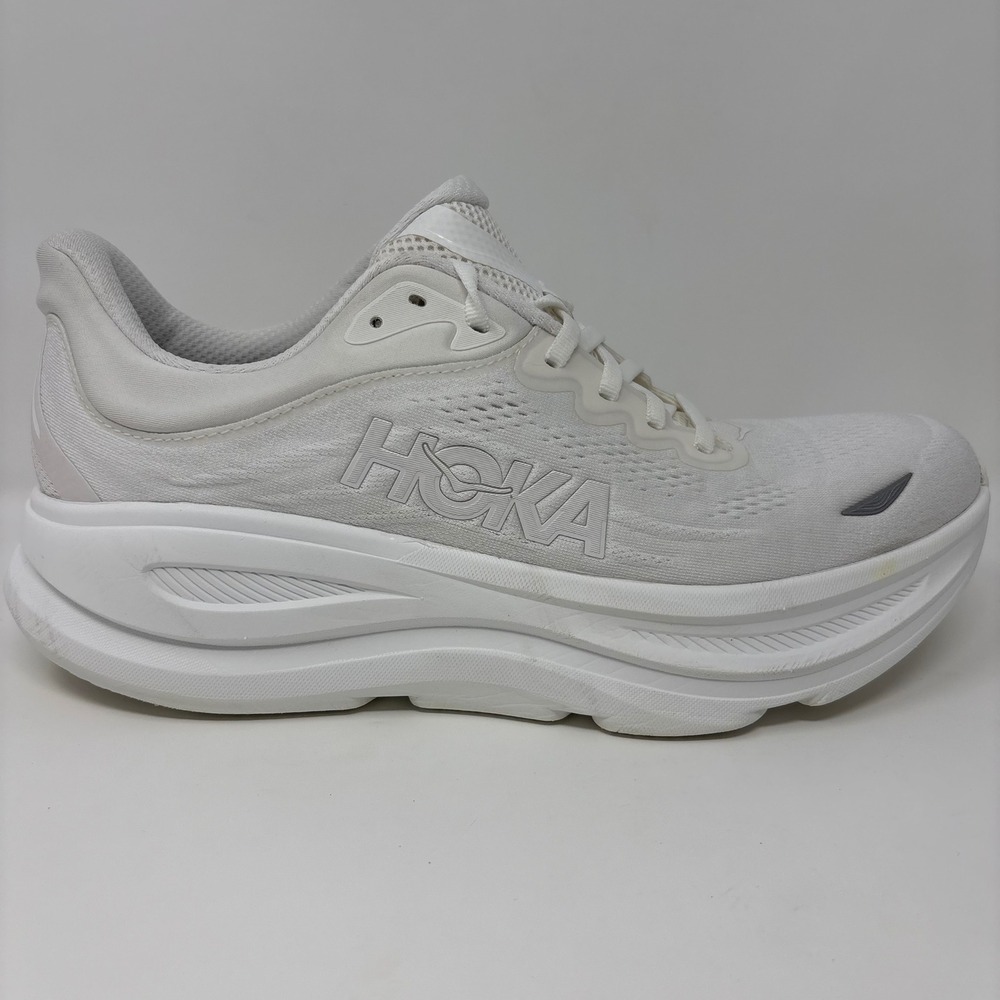 Hoka Bondi 9 Men Size 10.5 White Athletic Running Shoes Sneakers (1162011)